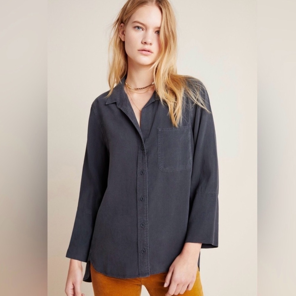 NWT Cloth & Stone black button down long sleeve top blouse shirt Women’s S